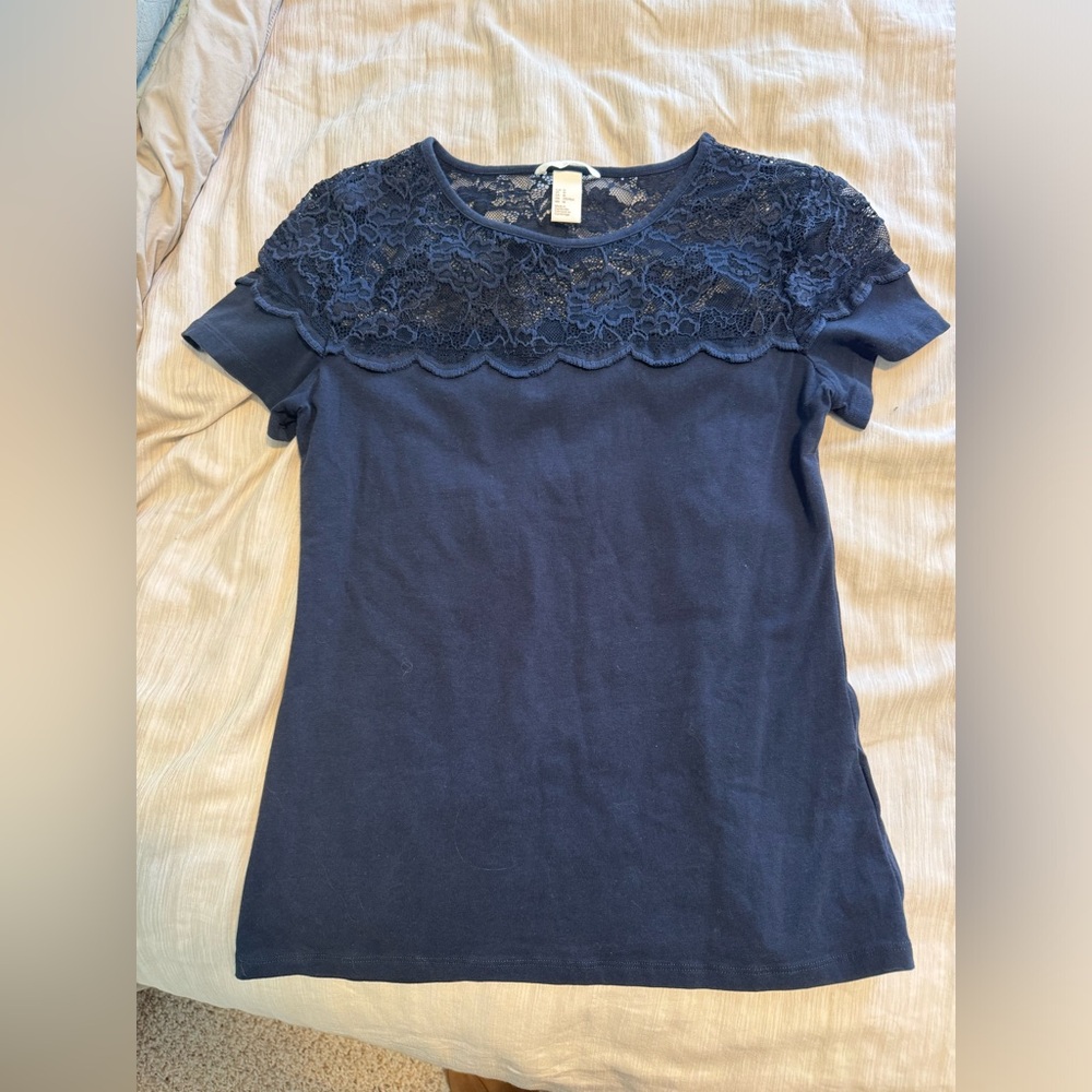 H&M Lace Detail Tee Shirt